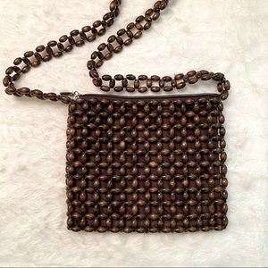 Wood Beaded Purse Shoulder Cross Body Boho Bag